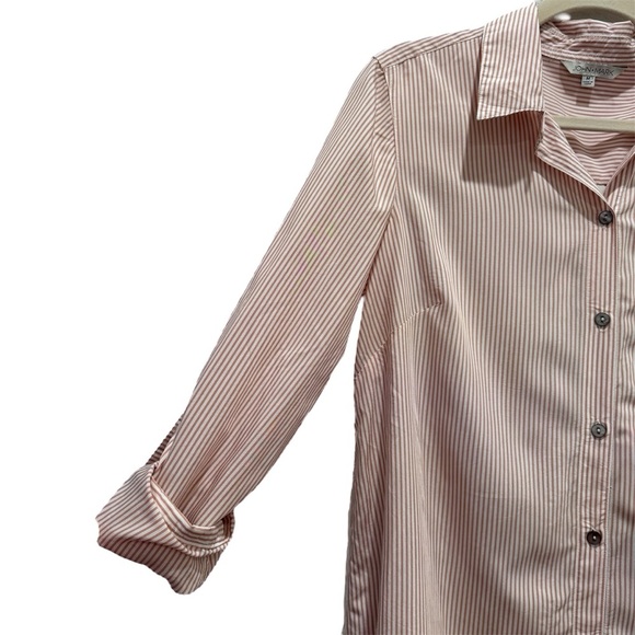 John Mark Stripe Embroidered Button Down Long Sleeve Shirt Floral Pink Size M - Picture 5 of 10